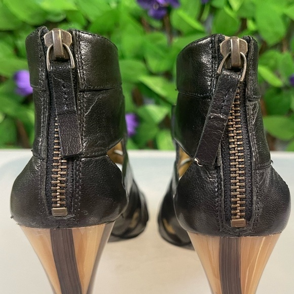 Nine West Black NWCurri Leather Healed Ankle Sandals Womens Size 5M Zip … - Picture 14 of 14